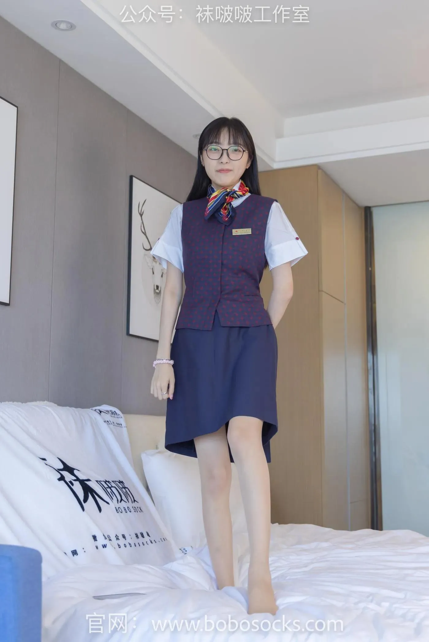 [BoBoSocks袜啵啵]NO.115 稚予-平底鞋、肉丝、空姐制服 [136P]插图4